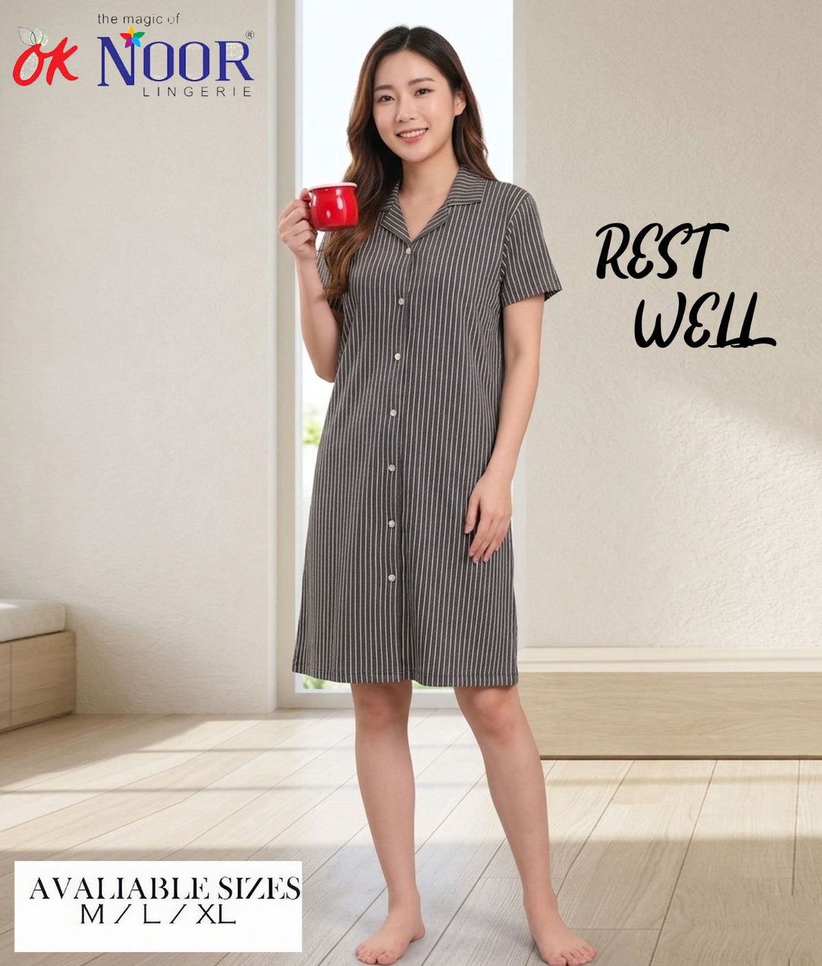 Women's Grey Short Night Suit