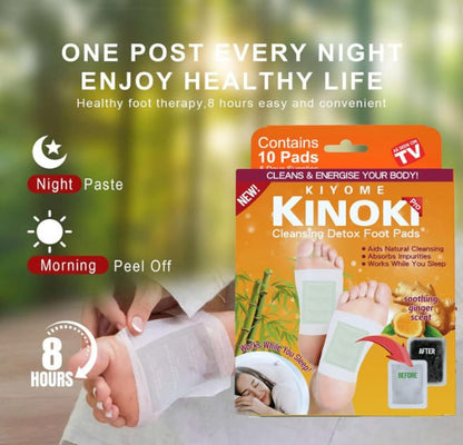 Kinoki Ginger Foot Pads (10 Pcs) | Herbal Overnight Foot Care Patches with Ginger | Relaxation & Comfort
