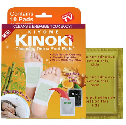 Kinoki Ginger Foot Pads (10 Pcs) | Herbal Overnight Foot Care Patches with Ginger | Relaxation & Comfort
