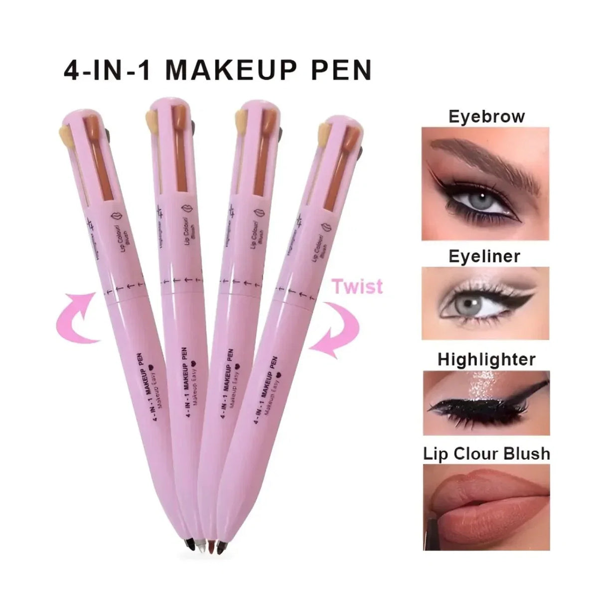 4 in1 Makeup Pen Eyeliner Lipstick Highlighter Browliner