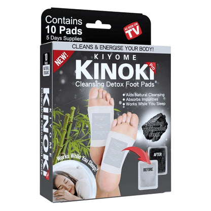 Kinoki Deep Cleaning Bamboo Charcoal Foot Patches (10 Pcs) | Herbal Overnight Foot Care & Relaxation Pads