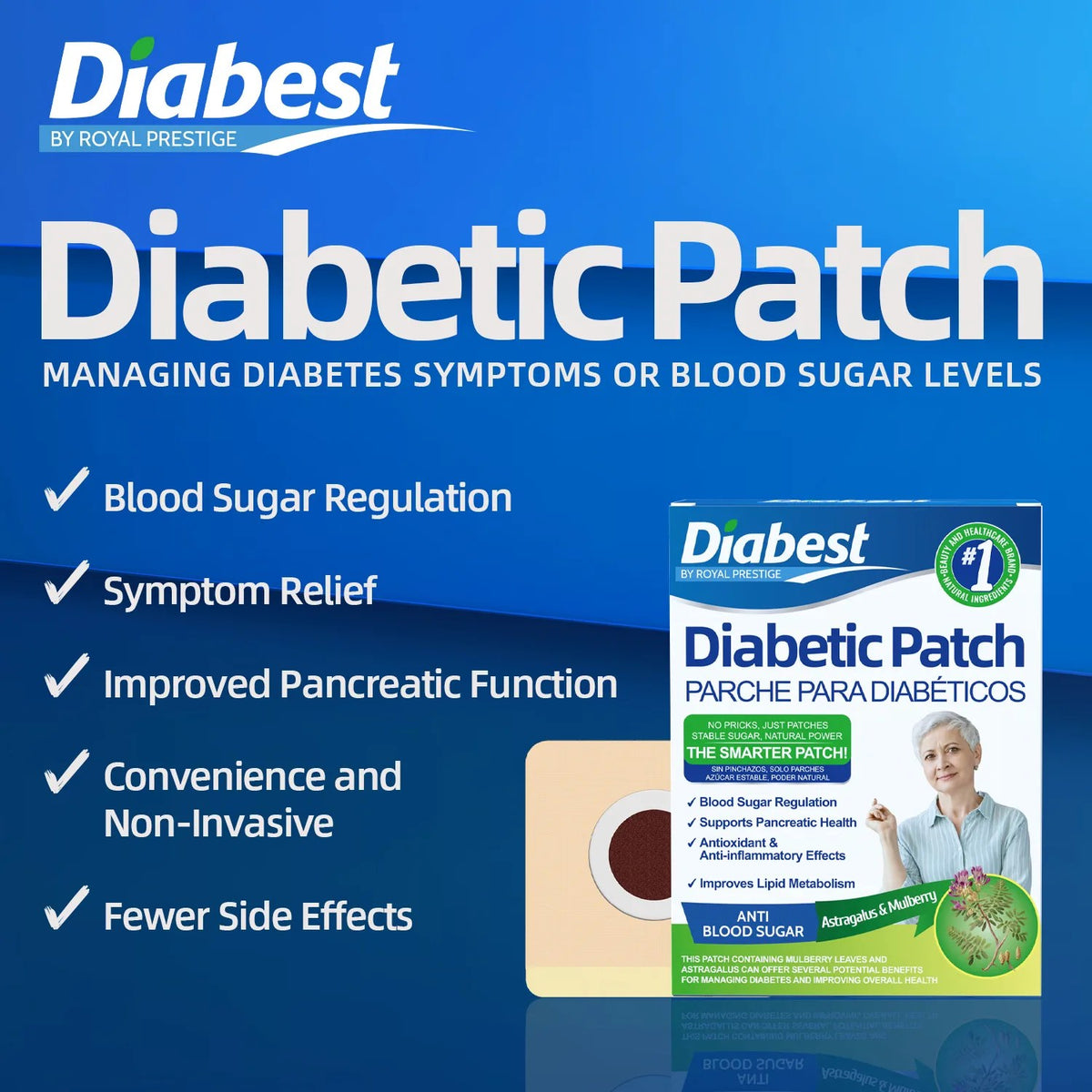 Herbal Diabetic Patch (12 Pcs) | Natural Blood Sugar Wellness Support Patch with Astragalus & Mulberry