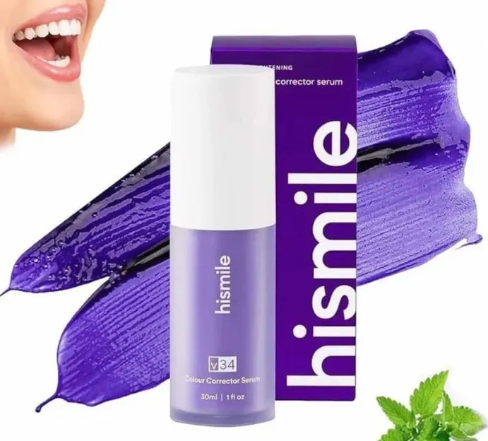 Hismile V34 Purple Colour Corrector Serum (30ml) | Teeth Brightening & Colour Correcting Whitening Serum