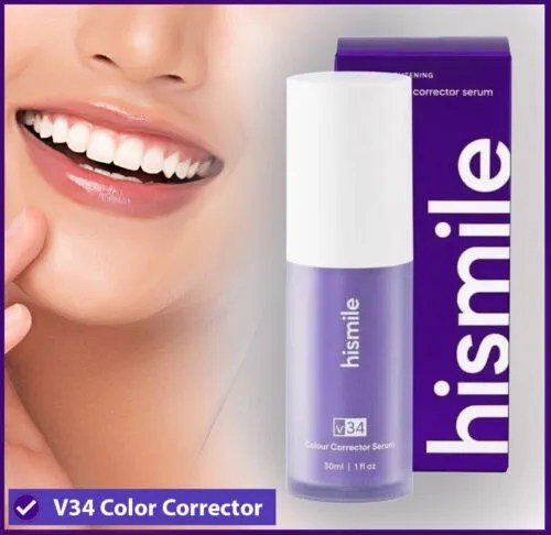 Hismile V34 Purple Colour Corrector Serum (30ml) | Teeth Brightening & Colour Correcting Whitening Serum