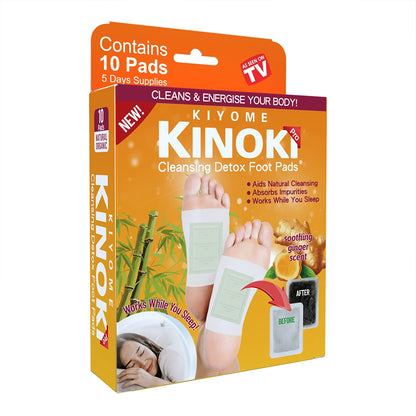 Kinoki Ginger Foot Pads (10 Pcs) | Herbal Overnight Foot Care Patches with Ginger | Relaxation & Comfort