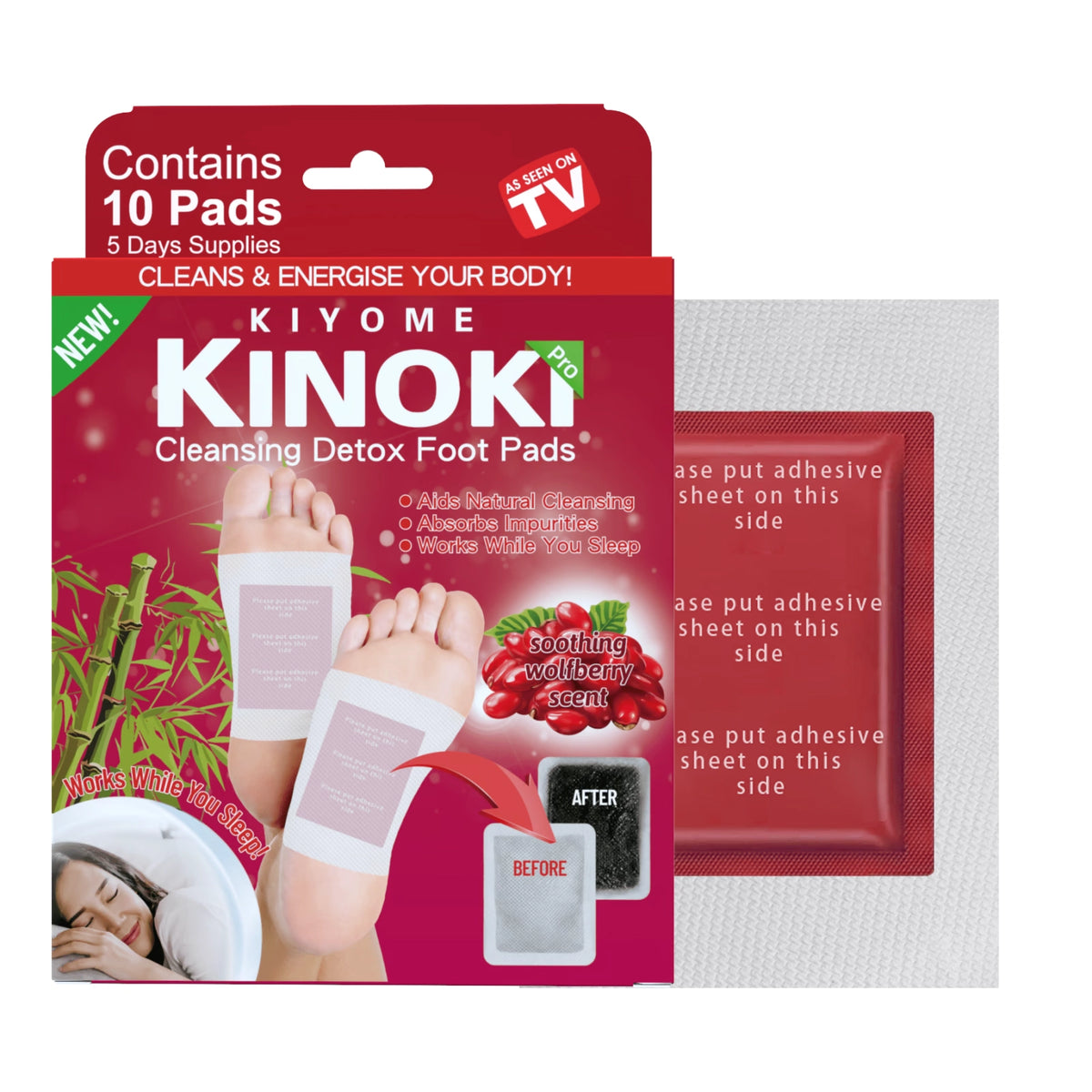 Kinoki Wolfberry Foot Patches (10 Pcs) | Goji Berry Herbal Overnight Foot Care & Relaxation Pads