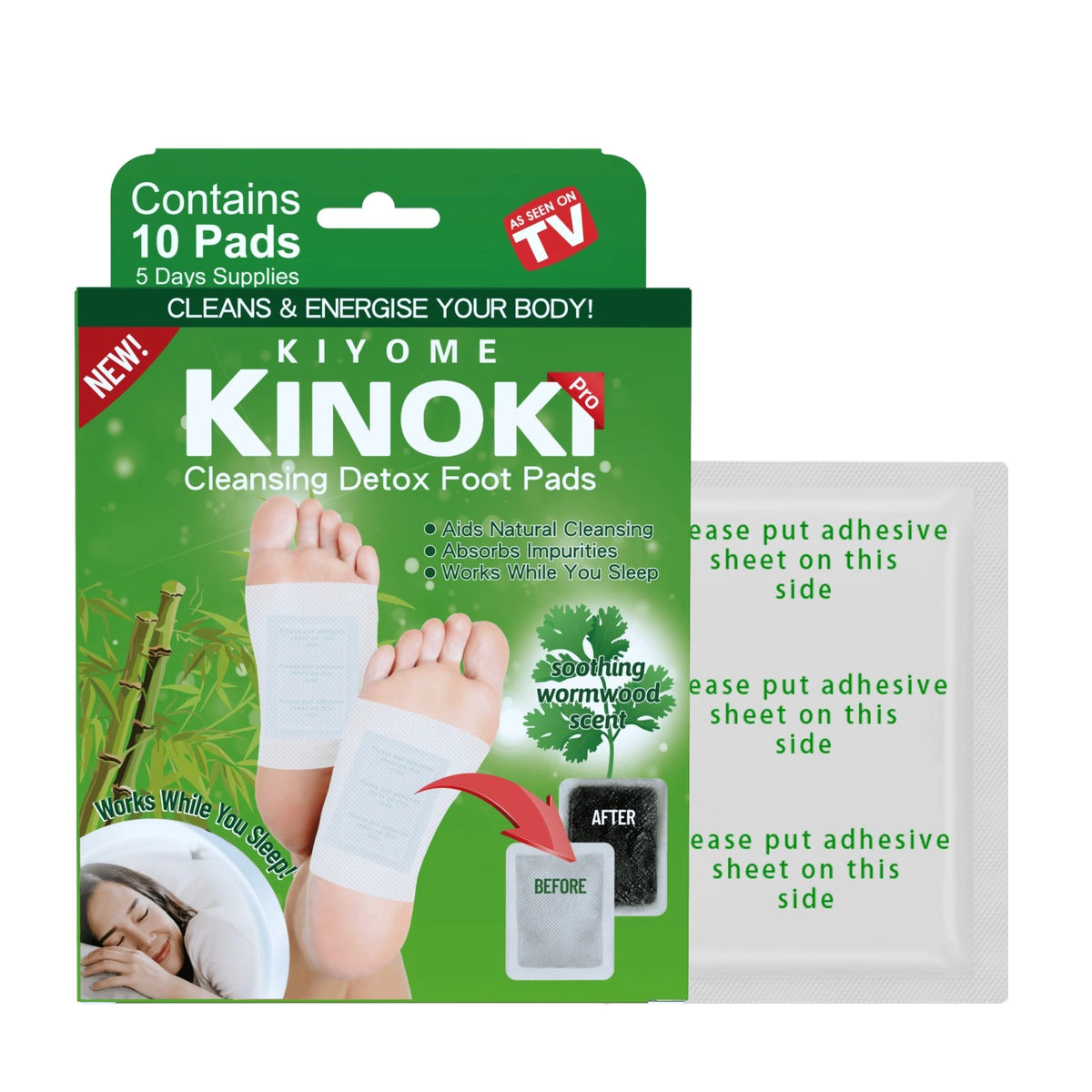 Kinoki Wormwood Foot Pads (10 Pcs) | Herbal Deep Cleansing Overnight Foot Care Patches