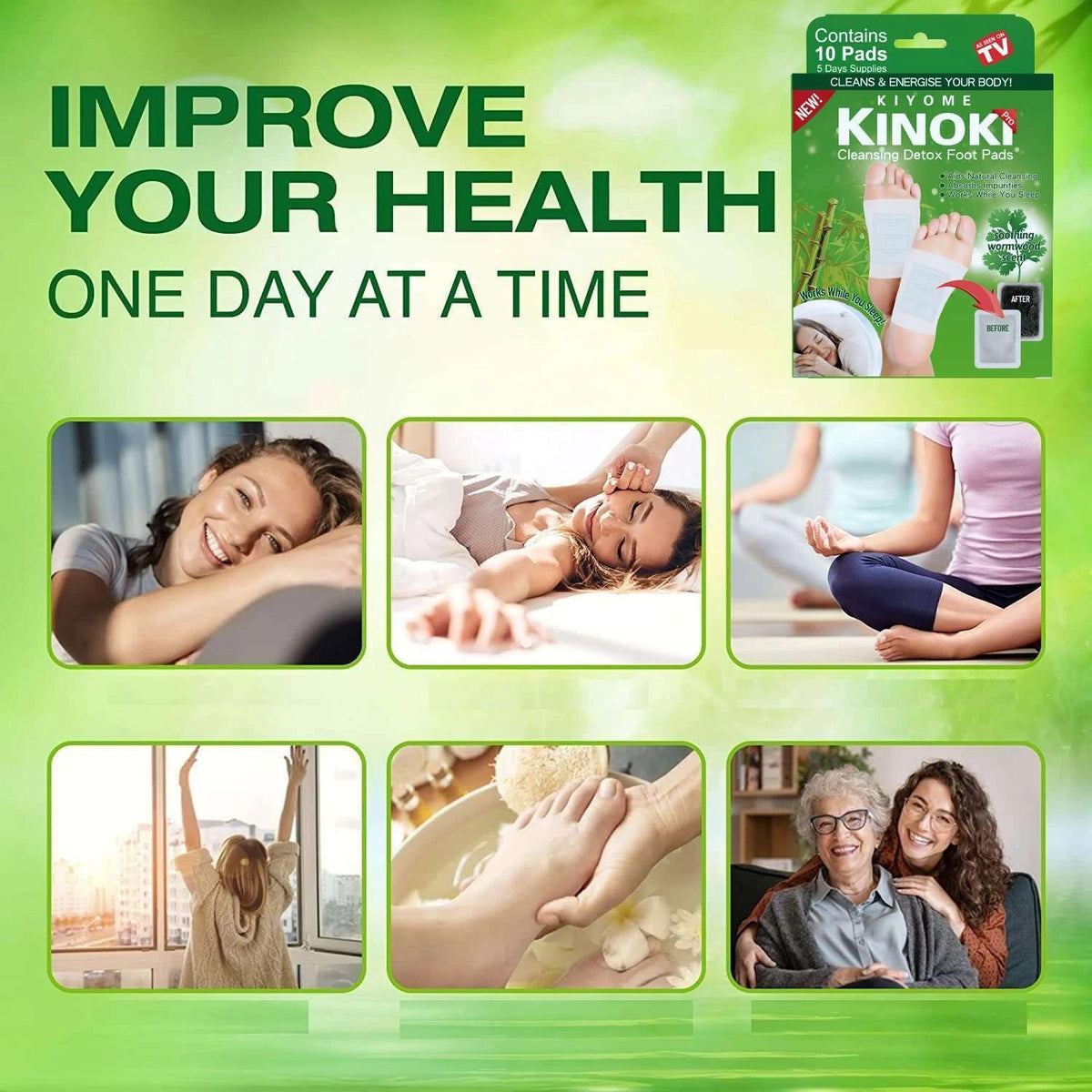 Kinoki Wormwood Foot Pads (10 Pcs) | Herbal Deep Cleansing Overnight Foot Care Patches