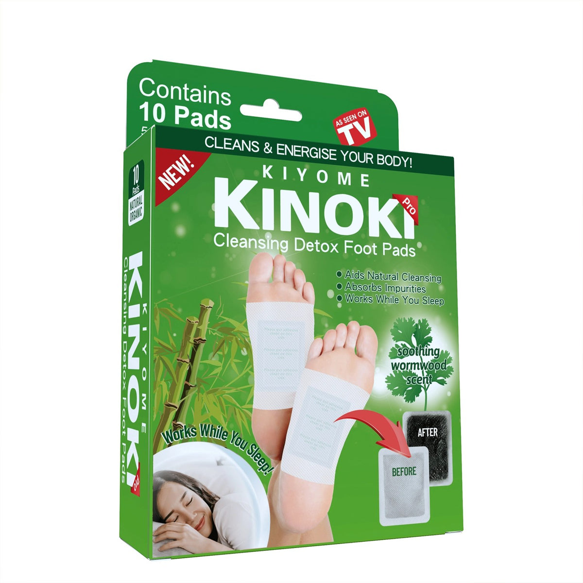 Kinoki Wormwood Foot Pads (10 Pcs) | Herbal Deep Cleansing Overnight Foot Care Patches