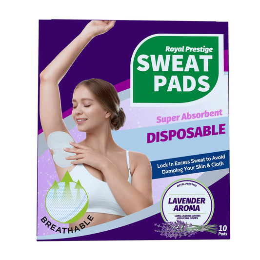Royal Prestige Lavender Underarm Sweat Pads 24 Pcs | Absorbent Dress Shields & Armpit Guards