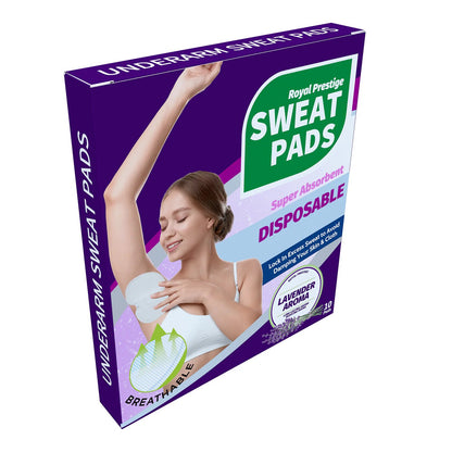 Royal Prestige Lavender Underarm Sweat Pads 12 Pcs | Absorbent Dress Shields & Armpit Guards