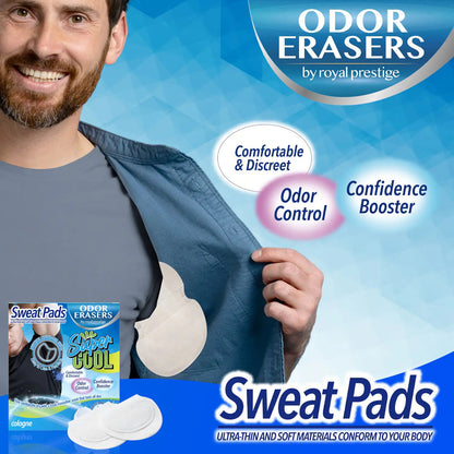 Odor Erasers Cologne Scented Underarm Sweat Pads for Men | Sweat & Odor Protection (12 Pads Set)