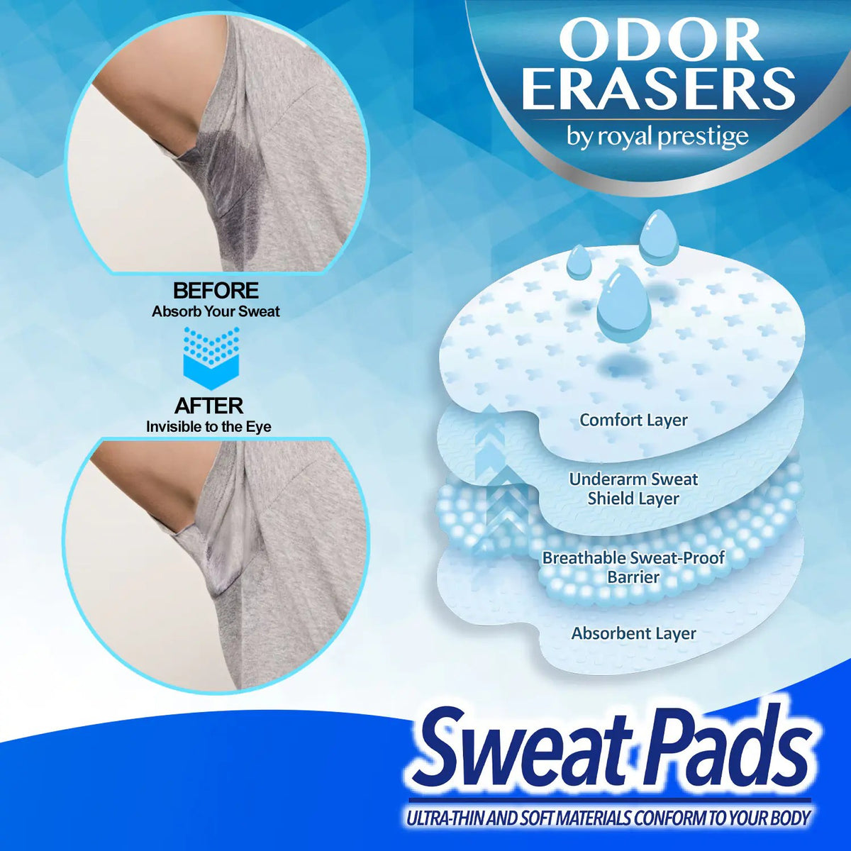 Odor Erasers Cologne Scented Underarm Sweat Pads for Men | Sweat & Odor Protection (12 Pads Set)