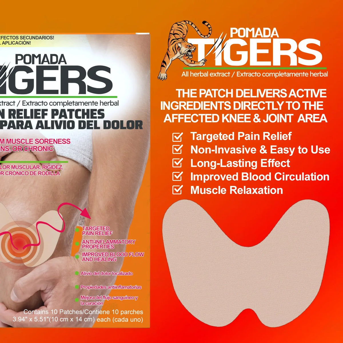 Pomada Tigers Capsaicin Knee & Joint Pain Relief Patch | Herbal Joint Comfort Patch