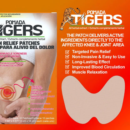 Pomada Tigers Capsaicin Knee & Joint Pain Relief Patch | Herbal Joint Comfort Patch