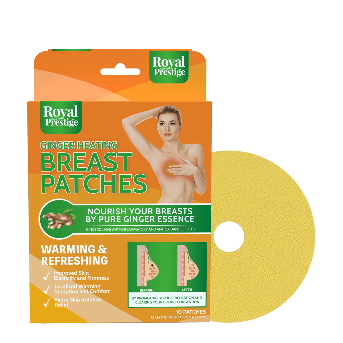 Royal Prestige Ginger Mammary Gland Patch | Herbal Warming Breast Comfort Patches
