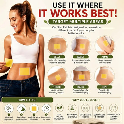 Royal Prestige Yellow Slim Patch 30 Pcs | Turmeric & Cayenne Herbal Wellness Body Patches