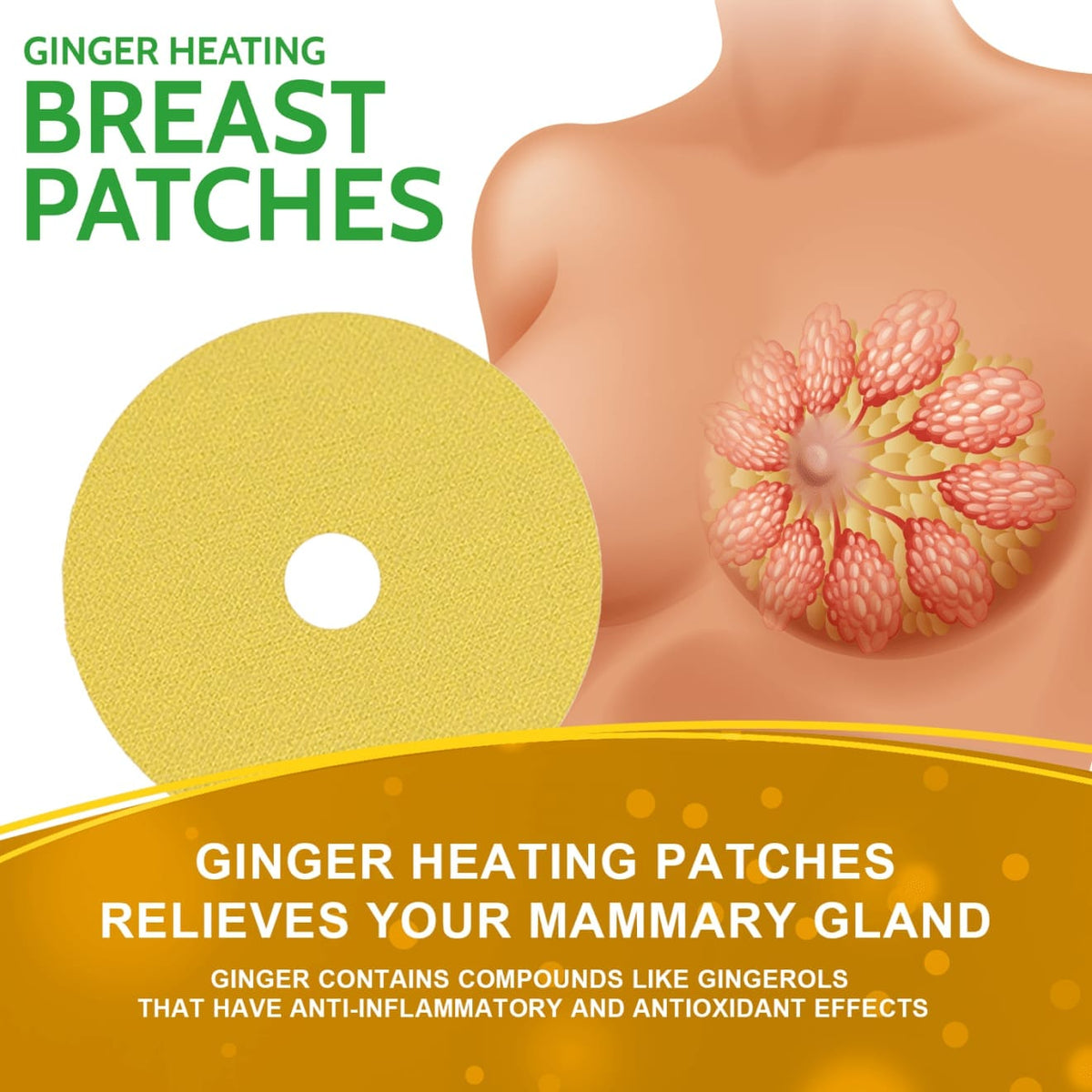 Royal Prestige Ginger Mammary Gland Patch | Herbal Warming Breast Comfort Patches