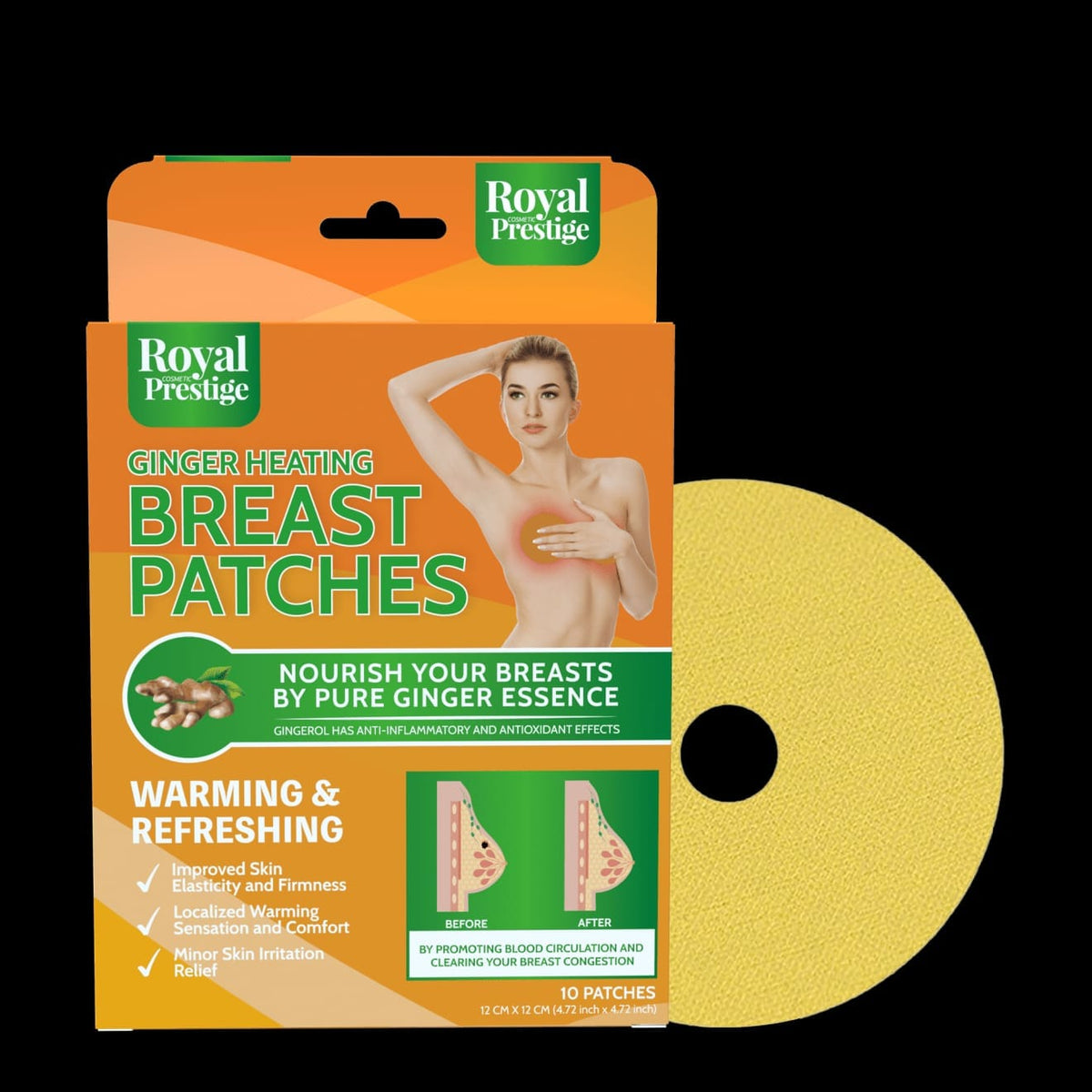 Royal Prestige Ginger Mammary Gland Patch | Herbal Warming Breast Comfort Patches