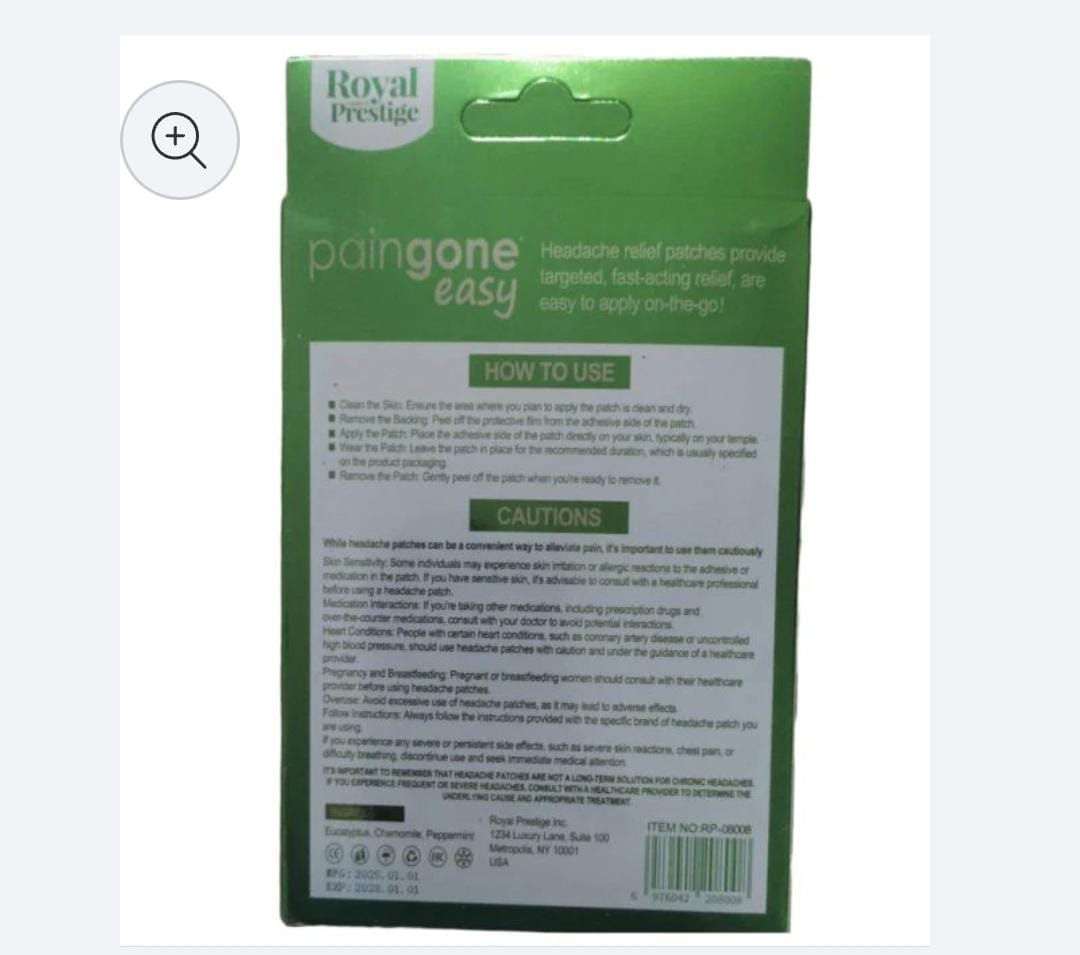 Royal Prestige Cooling Headache Relief Patch (10 Pcs) | Herbal Cooling Comfort Patch for Head & Forehead