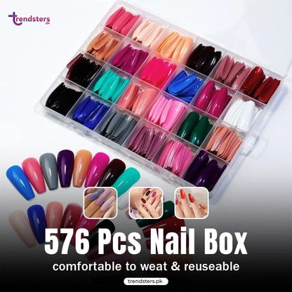 576 Pcs Nail Boxes With Free Nail Glue