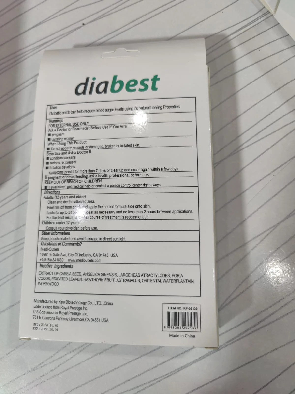 Diabest Diabetic Patch Carb & Sugar Blocker (12 Patches) | Herbal Wellness Support Patch