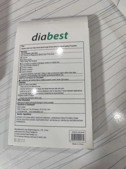 Diabest Diabetic Patch Carb & Sugar Blocker (12 Patches) | Herbal Wellness Support Patch