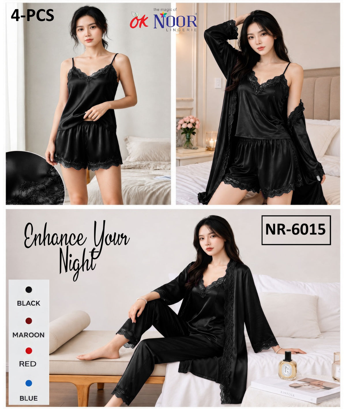Nr 6015 4 Piece Black Boxer Set