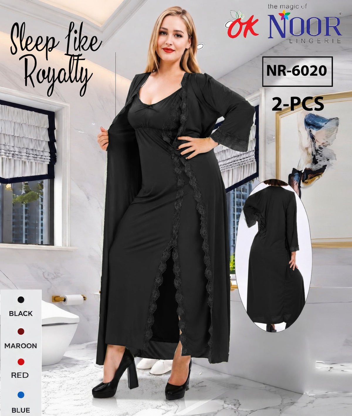 Nr 6020 2 Piece Black Night Suit