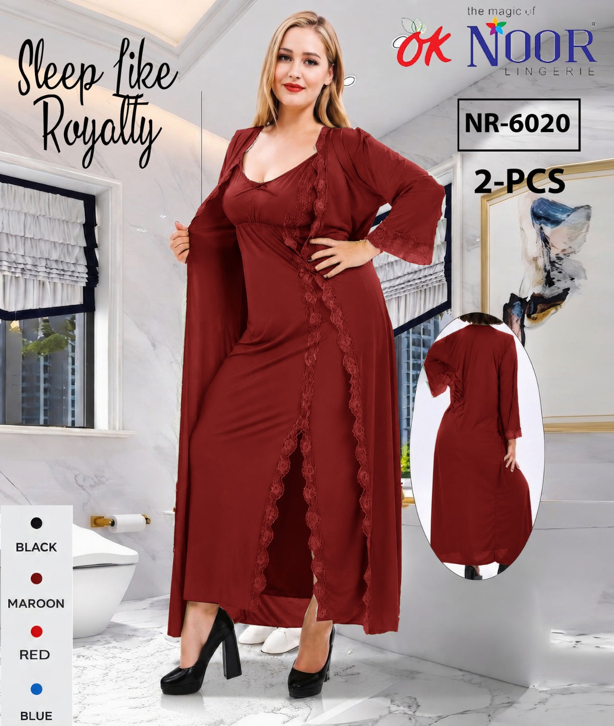 Nr 6020 2 Piece Maroon Night Suit