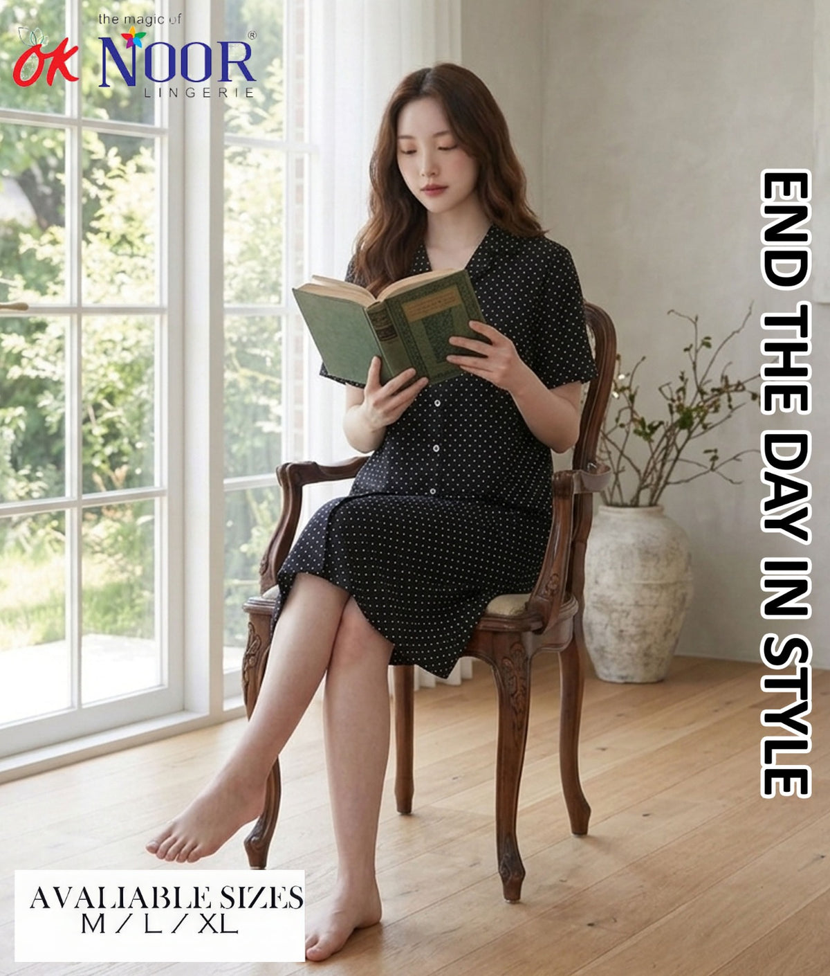 Women's Black 2 Piece Night Suit