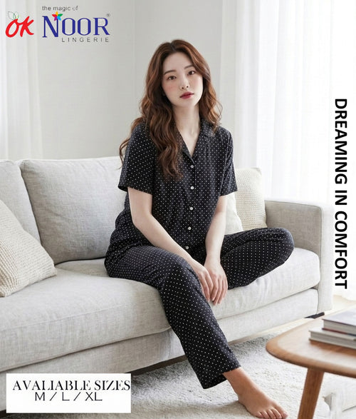 Women's Black Grey 2 Piece Pajama Set
