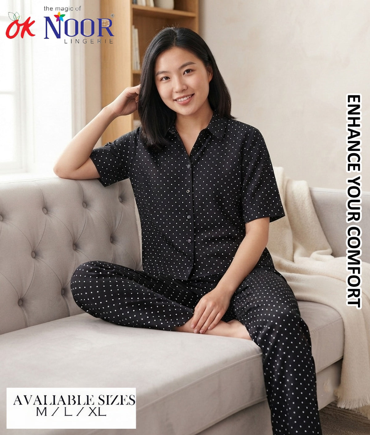 Women's Black Printed 2 Piece Pajama Set