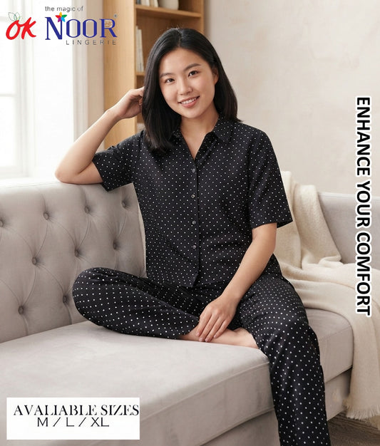 Women's Black Printed 2 Piece Pajama Set