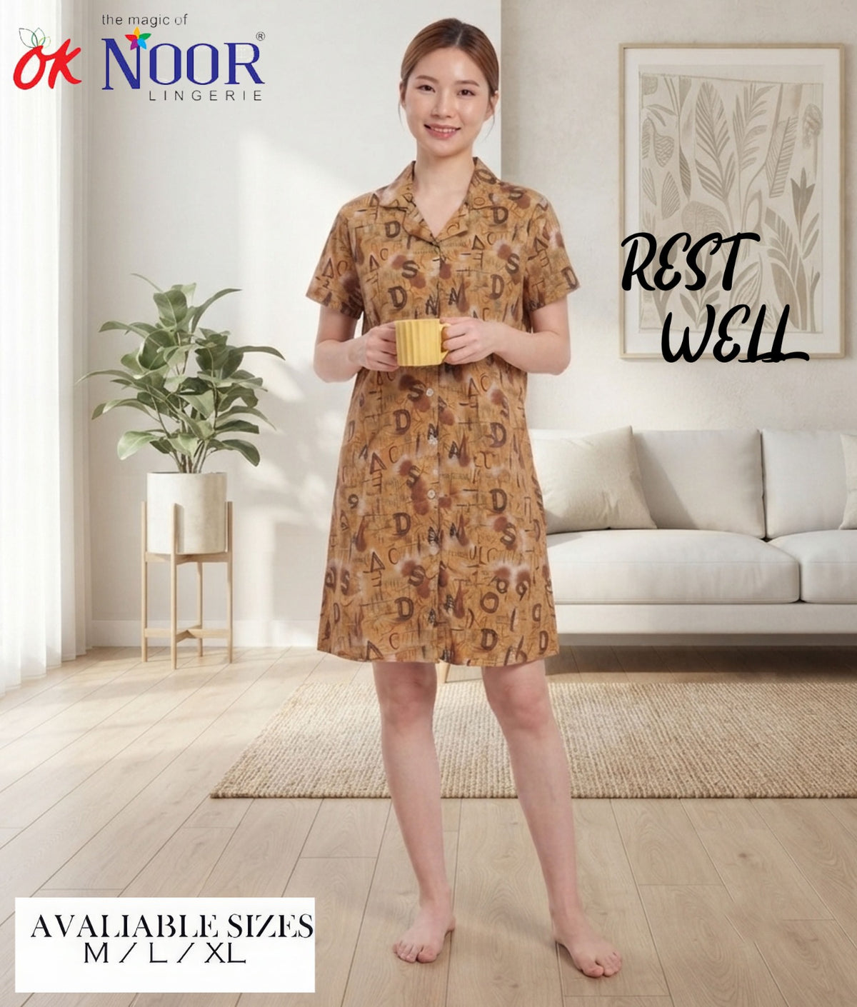 Women's Brown Floral Short Night Suit