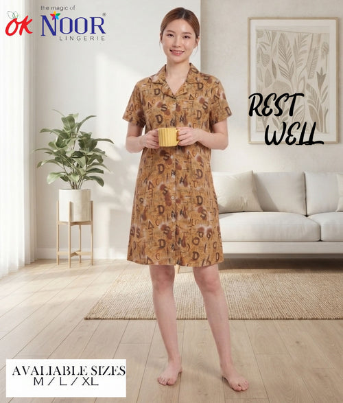 Women's Brown Floral Short Night Suit