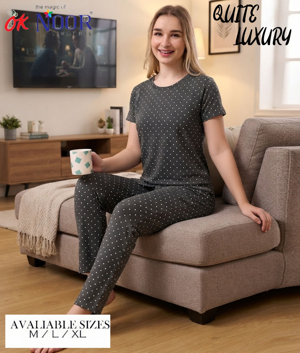 Women's Charcoal Printed 2 Piece Pajama Set