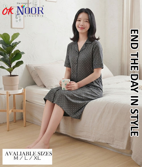 Women's Charcoal Striped Short Night Suit