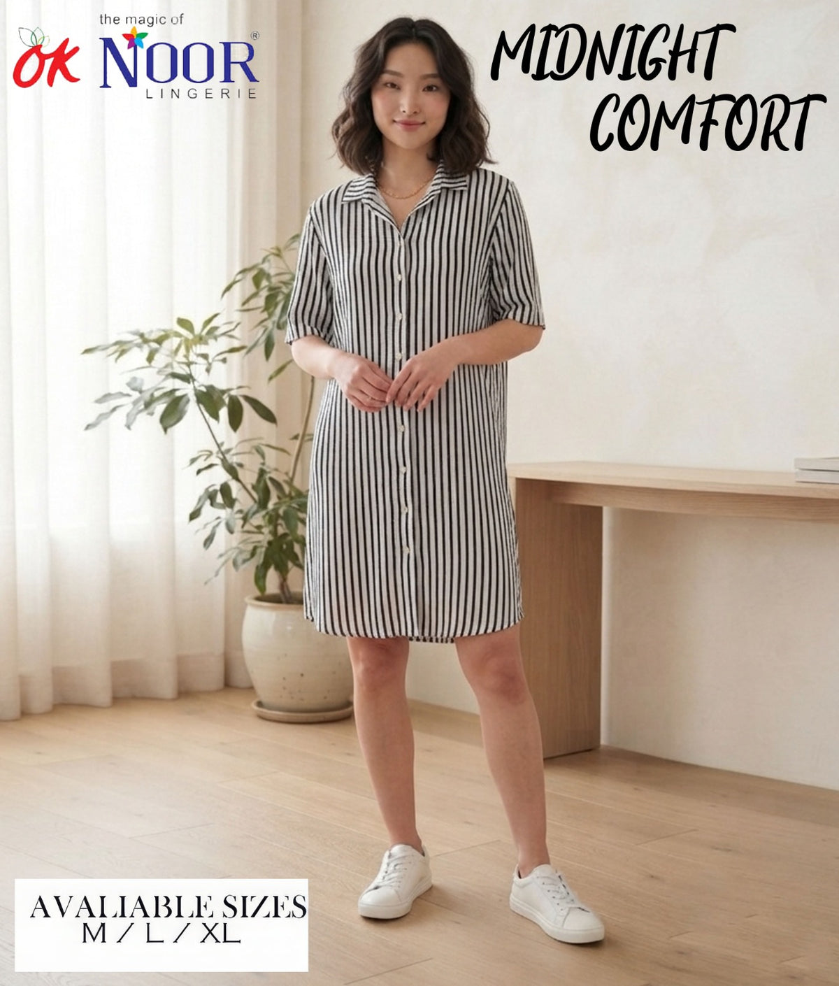 Women's Grey Striped Short Night Suit