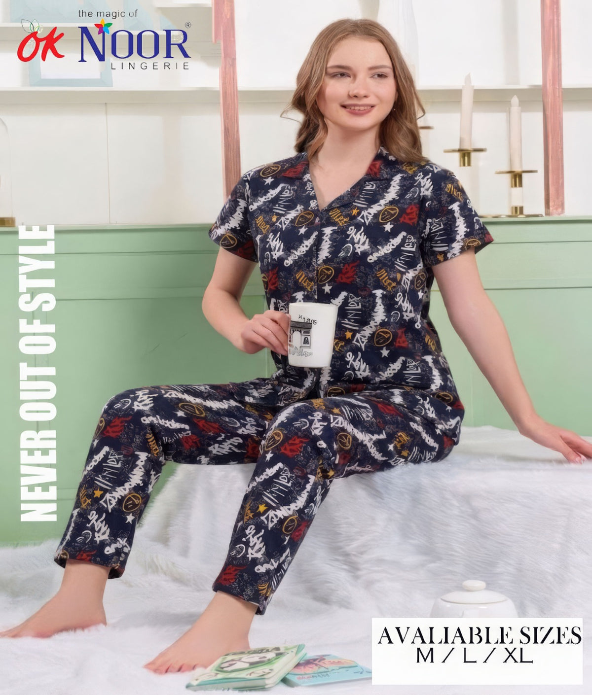 Women's Navy Floral 2 Piece Pajama Set