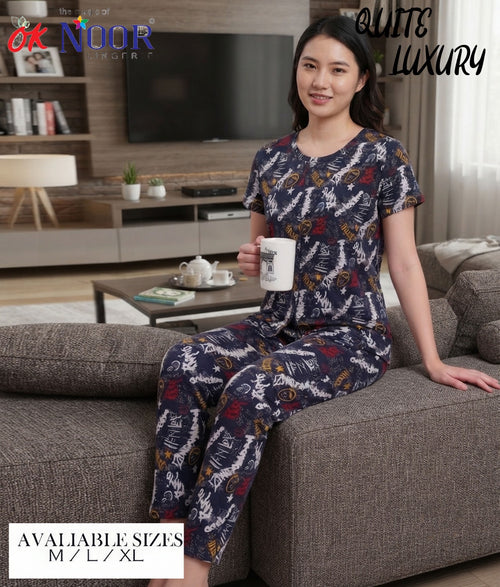 Women's Navy Floral 2 Piece Pajama Set