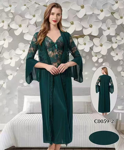 Women's Teal Lace Nightgown C0059 2