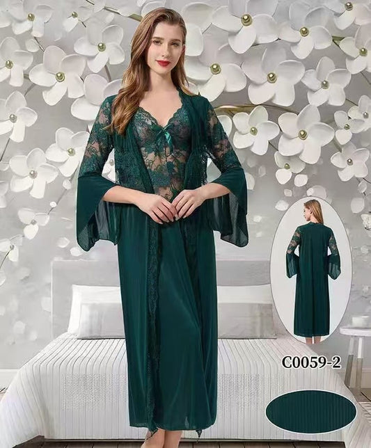 Women's Teal Lace Nightgown C0059 2
